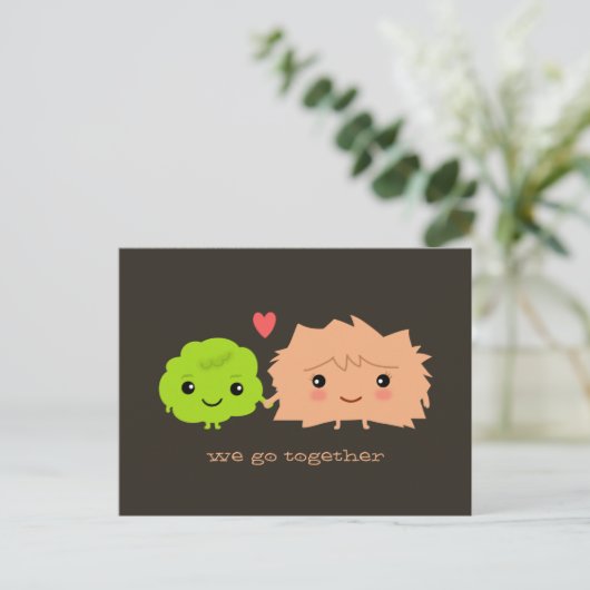 Wasabi en de Gember gaan samen - Ontwerp Kawaii Briefkaart (Staand voorkant)