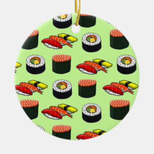 Wasabi Green Sushi Keramisch Ornament