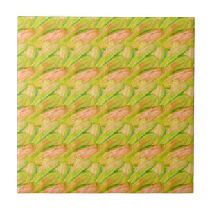 Wasabi Groen Aardse Kunst Abstract Bloem Tegeltje