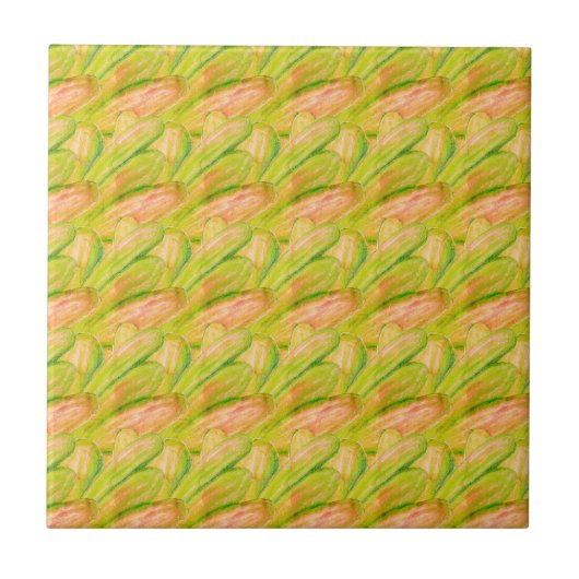 Wasabi Groen Aardse Kunst Abstract Bloem Tegeltje (Voorkant)