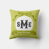 Wasabi Groene Omgekeerde Griekse Sleutel Boog Mono Kussen (Achterkant)