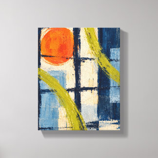 Wasabi lijnen over Indigo raster moderne abstracte Canvas Afdruk
