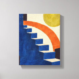 Wasabi-maan boven Cobalt-treden | Textuur Abstract Canvas Afdruk