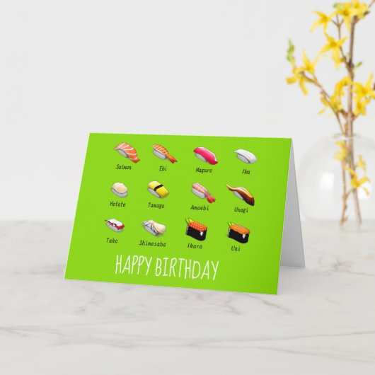 Wasabi sushi Japans schattig voedsel Kaart (Gele Bloem)