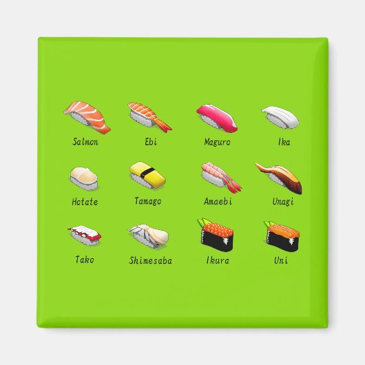Wasabi sushi Japans schattig voedsel Magneet (Voorkant)