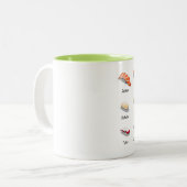Wasabi sushi Japans schattig voedsel Tweekleurige Koffiemok (Voorkant links)