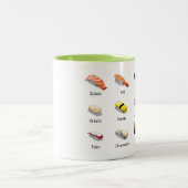 Wasabi sushi Japans schattig voedsel Tweekleurige Koffiemok (Center)