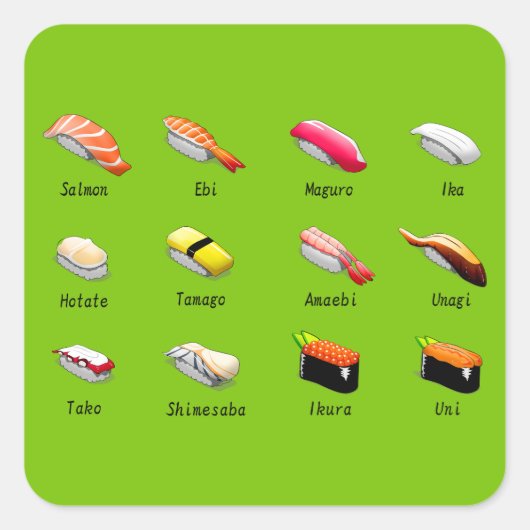Wasabi sushi Japans schattig voedsel Vierkante Sticker (Voorkant)