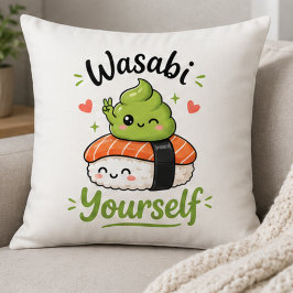 Wasabi uzelf – Schattige Kawaii Sushi Woordgrap Kussen