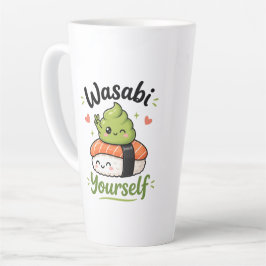 Wasabi uzelf – Schattige Kawaii Sushi Woordgrap Latte Mok