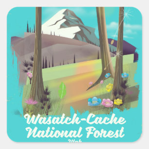 Wasatch-Cache National Forest Utah vakantion poste Vierkante Sticker
