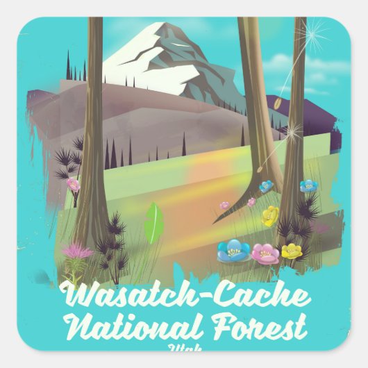 Wasatch-Cache National Forest Utah vakantion poste Vierkante Sticker (Voorkant)