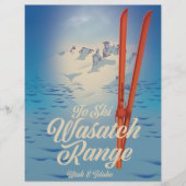 Wasatch Range Utah & Idaho Ski poster Briefhoofd (Voorkant)