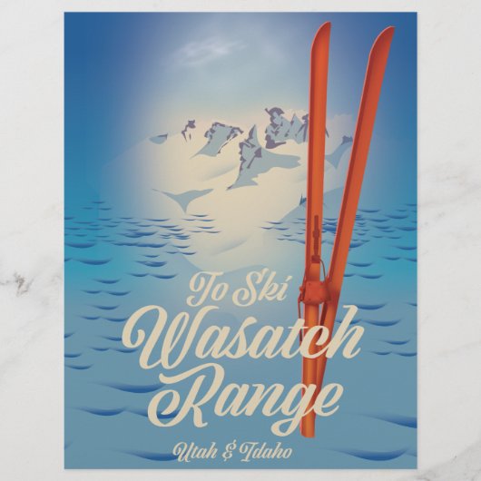 Wasatch Range Utah & Idaho Ski poster Briefhoofd (Voorkant)