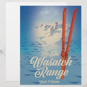 Wasatch Range Utah & Idaho Ski poster Briefhoofd