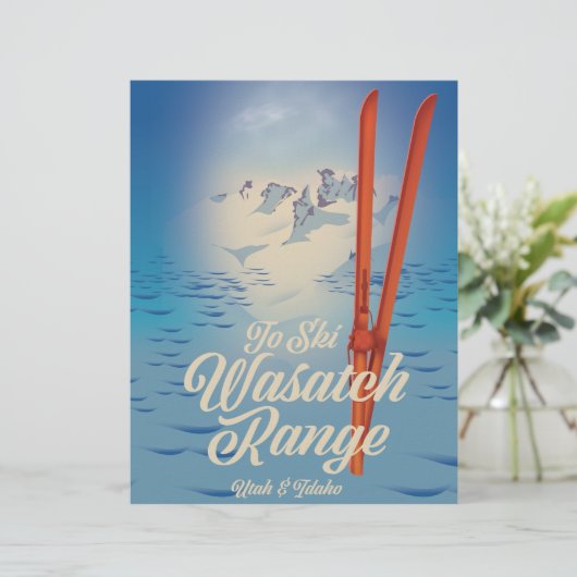 Wasatch Range Utah & Idaho Ski poster Briefhoofd (Staand voorkant)