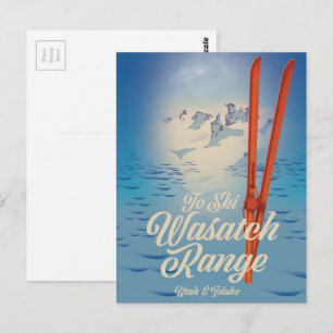 Wasatch Range Utah & Idaho ski-poster Briefkaart