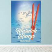 Wasatch Range Utah & Idaho Ski poster Canvas Afdruk (Insitu (Houten vloer))