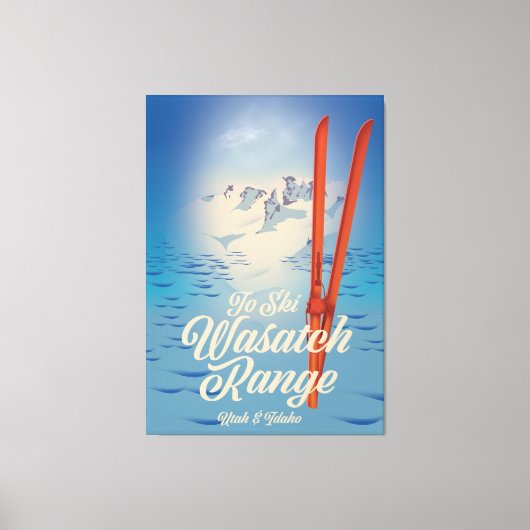 Wasatch Range Utah & Idaho Ski poster Canvas Afdruk (Voorkant)