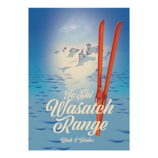 Wasatch Range Utah & Idaho ski-poster Foto Afdruk (Voorkant)