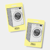 Wasautomaat cartoon illustratie badge (Voor- en achterkant)