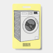 Wasautomaat cartoon illustratie badge (Achterkant)