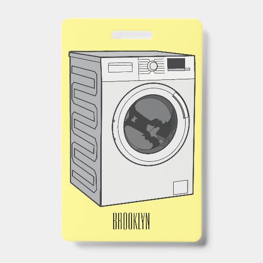 Wasautomaat cartoon illustratie badge (Voorzijde)