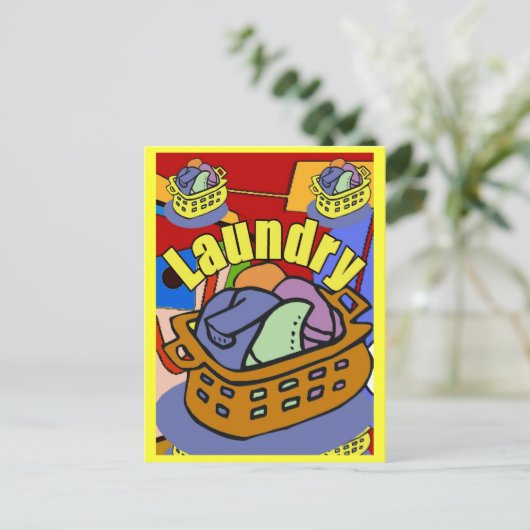 Wasbakmand wasgoed briefkaart (Staand voorkant)