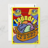 Wasbakmand wasgoed briefkaart (Voorkant / Achterkant)