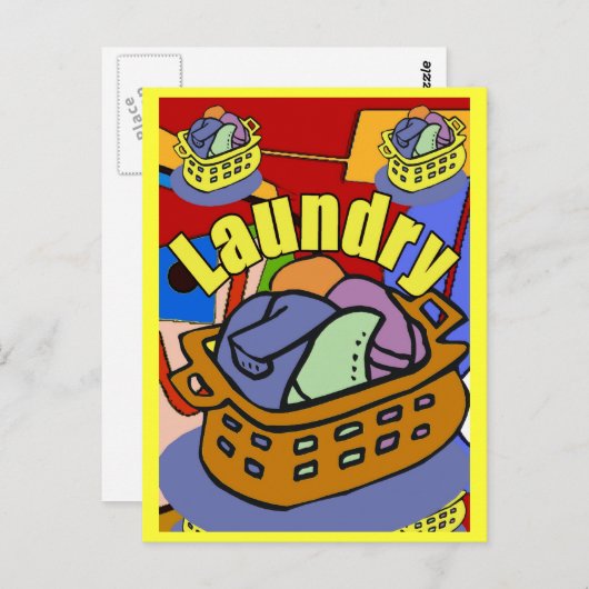 Wasbakmand wasgoed briefkaart (Voorkant / Achterkant)
