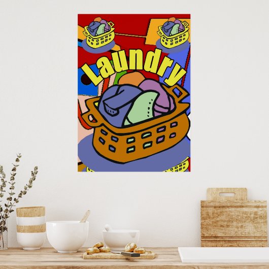 Wasbakmand wasgoed poster (Keuken)