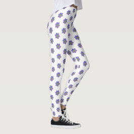 Wasbare Paarse Floral White Pattern Leggings