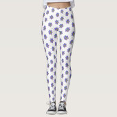 Wasbare Paarse Floral White Pattern Leggings (Voorkant)