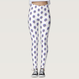 Wasbare Paarse Floral White Pattern Leggings