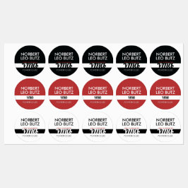 Wasbare Waterdichte Sticker Label Zwart Rood Wit