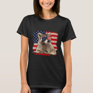 Wasbeer 4 juli Amerikaanse vlag Zonnebril Funny Ra T-shirt