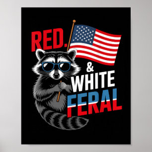 Wasbeer 4 juli Patriottisch Schattige Rood Wit en  Poster