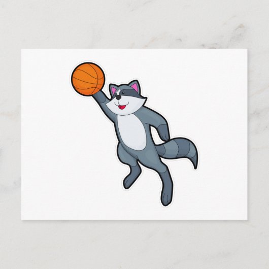 Wasbeer als basketballer met basketbal briefkaart (Voorkant)
