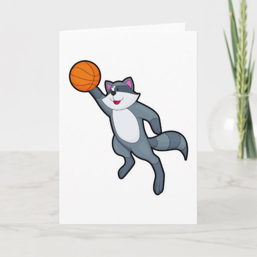 Wasbeer als basketballer met basketbal kaart (Voorkant)