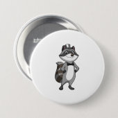 Wasbeer als bruidegom met dasje ronde button 7,6 cm (Voorkant /achterkant)