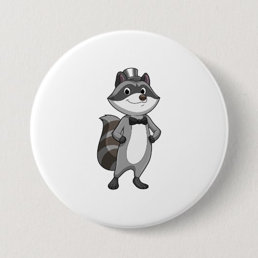 Wasbeer als bruidegom met dasje ronde button 7,6 cm (Voorkant)