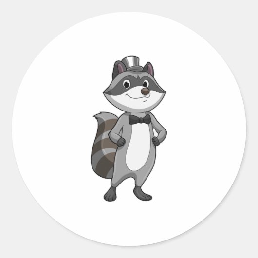 Wasbeer als bruidegom met dasje ronde sticker (Voorkant)