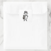 Wasbeer als bruidegom met dasje vierkante sticker (Tas)
