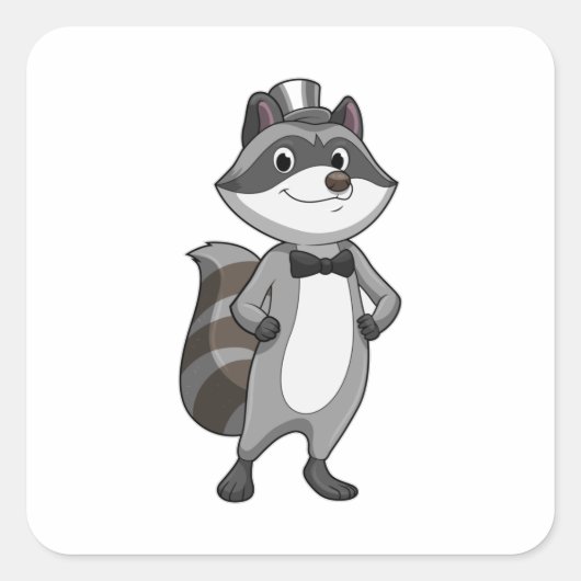 Wasbeer als bruidegom met dasje vierkante sticker (Voorkant)