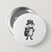 Wasbeer als bruidegom met stropdas ronde button 7,6 cm (Voorkant /achterkant)