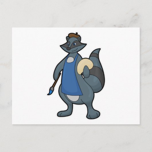 Wasbeer als schilder met penseel briefkaart (Voorkant)