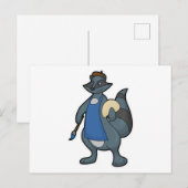 Wasbeer als schilder met verfkwast briefkaart (Voorkant / Achterkant)