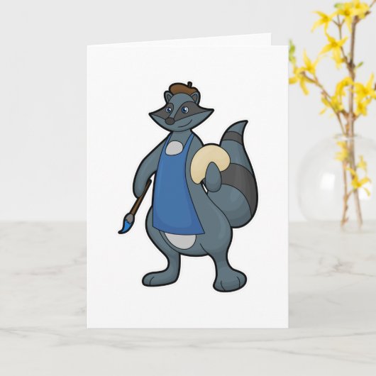 Wasbeer als Schilder met Verfkwast Kaart (Gele Bloem)