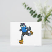 Wasbeer als skater met inline skates briefkaart (Staand voorkant)