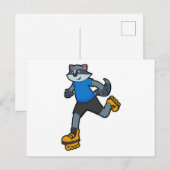 Wasbeer als skater met inline skates briefkaart (Voorkant / Achterkant)